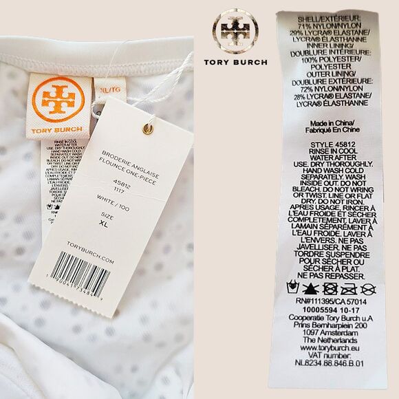 TORY BURCH NEW BRODERIE ANGLAISE Eyelet Corset Convertible 1-Pc Swimsuit XL - Picture 5 of 11